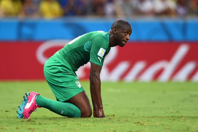 Shortly after the season finish, Toure headed to Brazil for the World Cup but Ivory Coast struggled, as did Toure, pictured playing against Greece just days after the death of his younger brother Ibrahim.