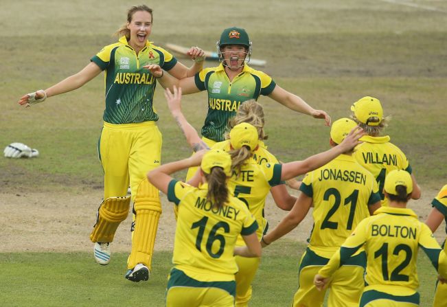 Australia's Ellyse Perry of Australia led her team to victory, beating rival England to win the women's T20 World Cup.