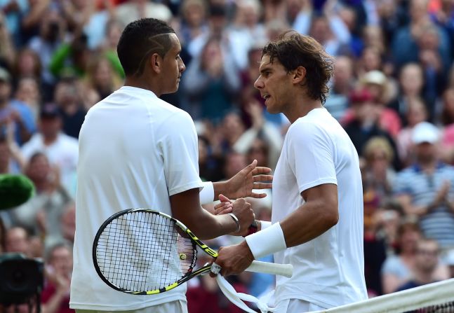 A shock victory over Spanish 14-time grand slam winner Rafael Nadal in the fourth round at the 2014 Wimbledon championships burnished Kyrgios' reputation.