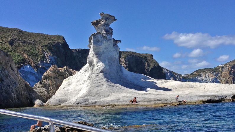 Pontine Archipelago's Palmarola has colorful pebble beaches, granite cliffs, sea stacks, cathedral caves and collapsed natural arches. 