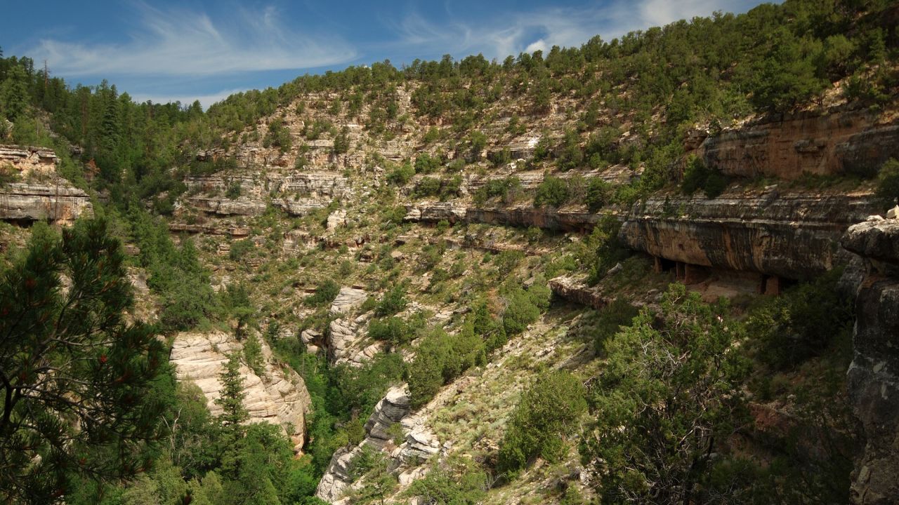 This canyon near Flagstaff was designated <a href="http://www.nps.gov/waca/historyculture/people.htm" target="_blank" target="_blank">Walnut Canyon National Monument</a> on November 30, 1915, to protect an area inhabited by nomadic people for thousands of years, and by permanent residents from 600 AD until 1400 AD.  The cliffside dwellings beyond the canyon rim were constructed during the 1100s.  Nearby railroad construction in the 1880s brought visitors back to the area and created a need to protect native gravesites and artifacts. 