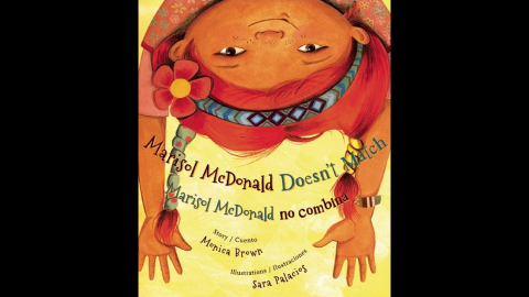 "Marisol McDonald Doesn't Match/Marisol McDonald no combina," written by Monica Brown and illustrated by Sara Palacios, tells the story of a girl with red hair and brown skin, a Peruvian-Scottish-American who is perfectly happy the way she is.
