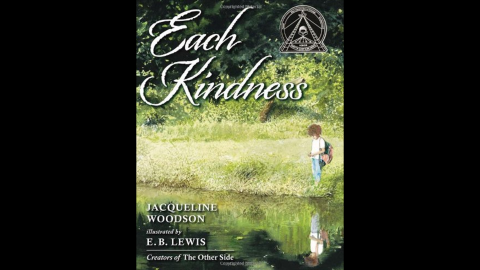 "Each Kindness," written by Jacqueline Woodson and illustrated by E.B. Lewis, tells the story of a girl who teases another student until, eventually, that girl stops coming to school.