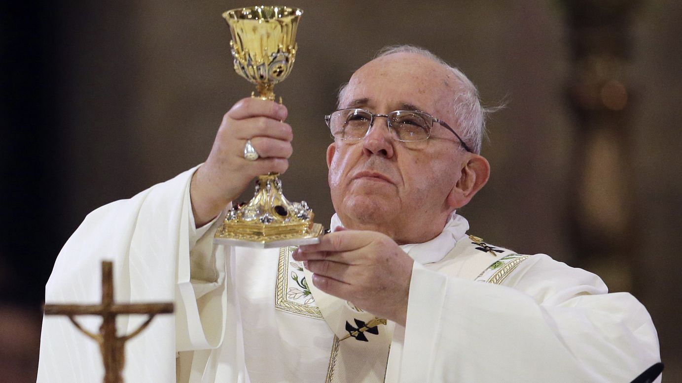 Francis officiates a Mass at the Cathedral Basilica of the Immaculate Conception in Manila on January 16.