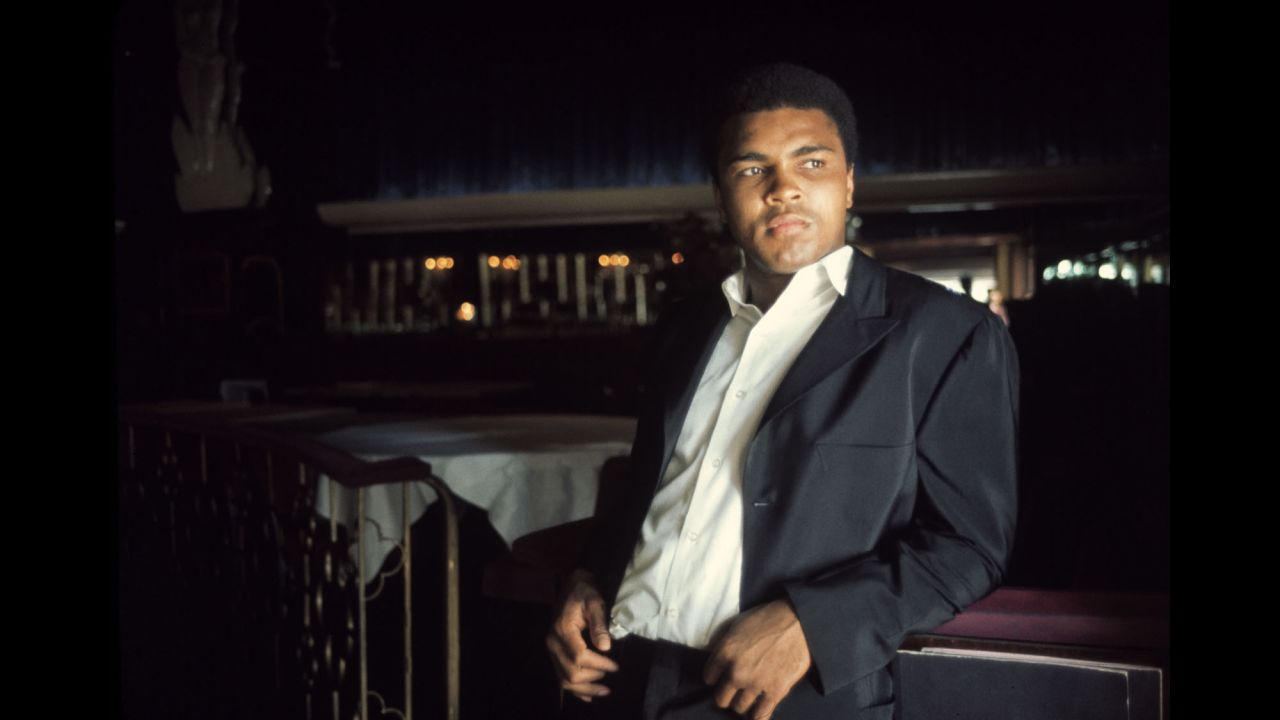 Muhammad Ali is seen outside a Miami steakhouse in 1972. Photographer Danny Lyon spent three days with the boxer for an assignment that year. 