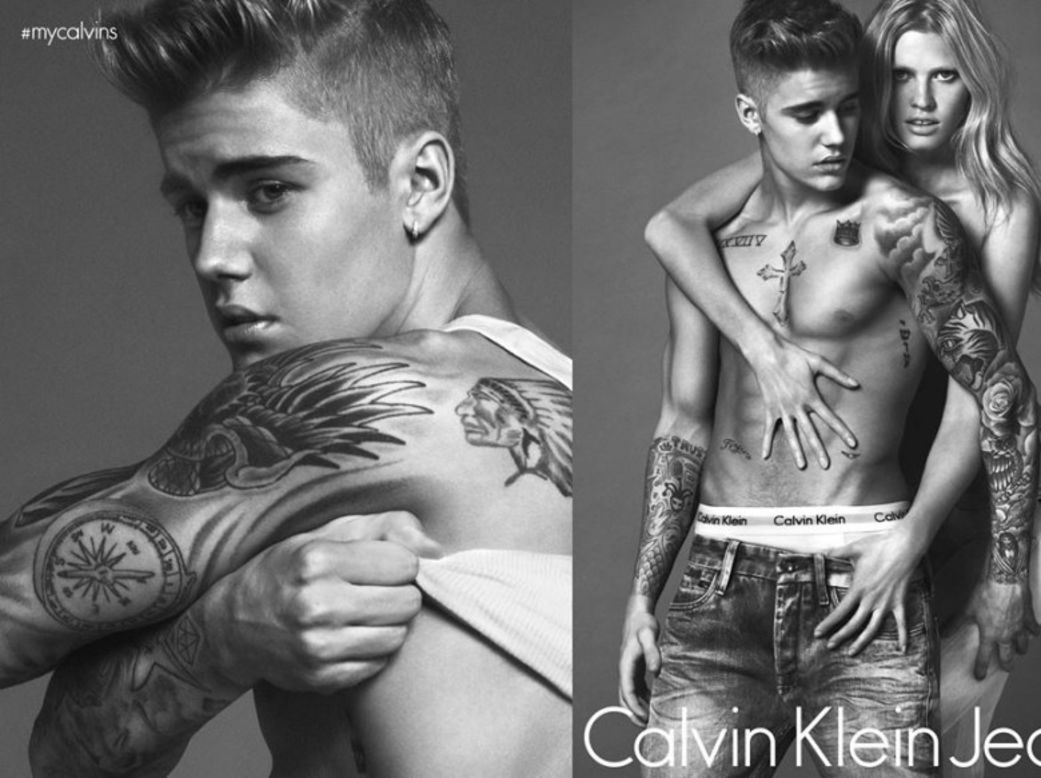 Justin Bieber: como protagonista junto a Lara Stone, los Bieb debutaron en las líneas de jeans y de ropa interior de de Calvin Klein de 2015.