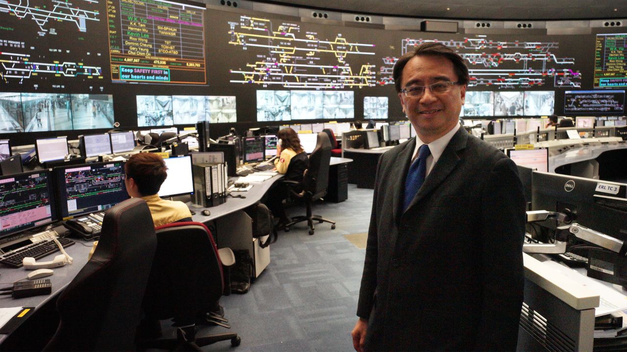 The newly renovated Super OCC allows officials to monitor all of the train lines from a single room. "Grouping all the lines into one control room is important because it's an interlinked network," says Jacob C. Kam, operations director of MTR Corporation Limited.  