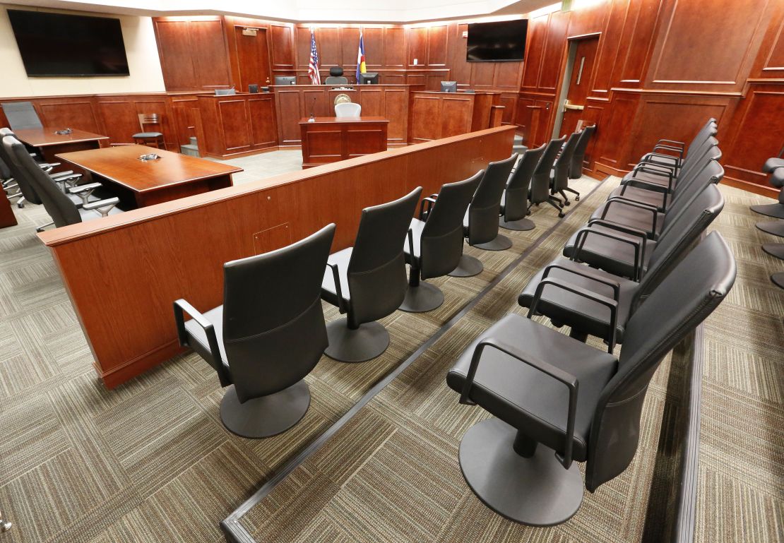 The jury box in the James Holmes trial. Jury selection could last until May or June. 