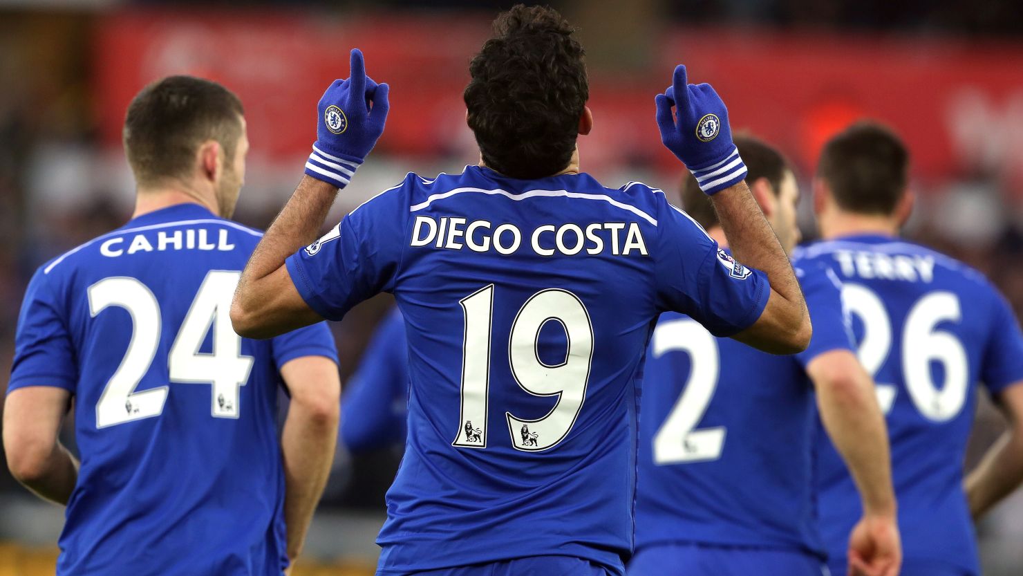 Chelsea's Brazilian-born Spanish striker Diego Costa scored twice against Swansea