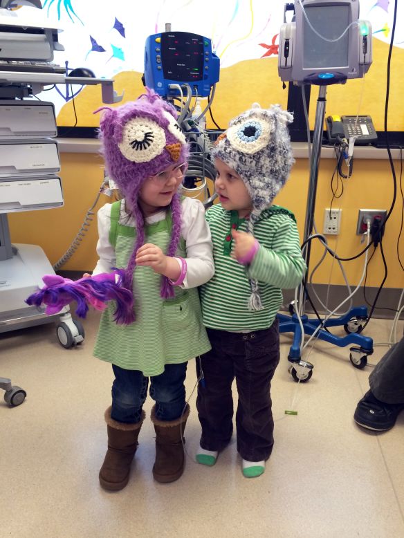 Violet and Juniper met in November 2013 in the chemotherapy infusion room at Seattle Children's Hospital. Violet gave Juniper  one of her special hats and they "loved each other right away," Violet's mom, Shenay Spataro, said.<br />