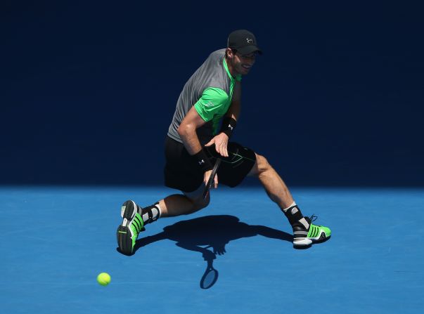 Andy Murray, seen here, has a point to prove this year and the two-time grand slam champion hit 40 winners against India's Yuki Bhambri in a straight-set win. 