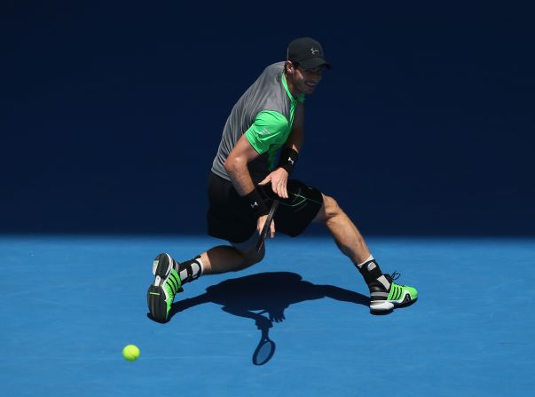 Andy Murray, seen here, has a point to prove this year and the two-time grand slam champion hit 40 winners against India's Yuki Bhambri in a straight-set win.