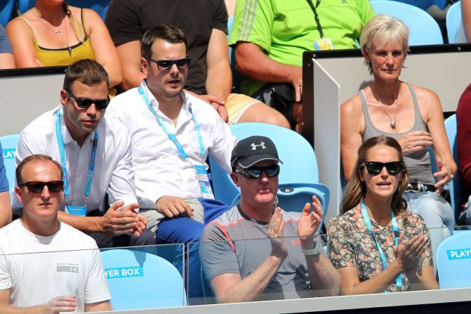 Murray's box included fiancee Kim Sears, bottom right, and mom Judy, top right. 