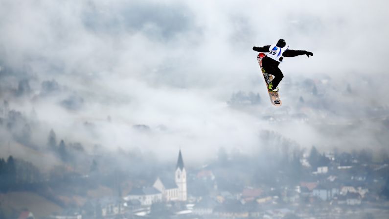 Dutch snowboarder Joris Ouwerkerk cuts through the air Saturday, January 17, as he trains for the Snowboarding World Championships in Kreischberg, Austria.