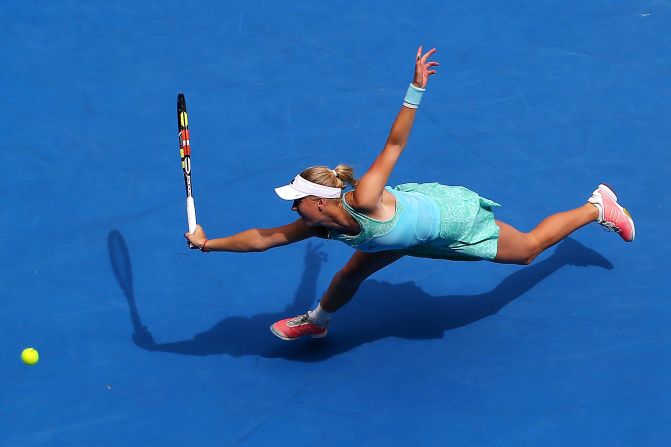 Azarenka will next face her pal, Caroline Wozniacki, in one of the second-round matches of the tournament. Wozniacki, pictured here, ousted another American,Taylor Townsend.