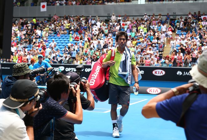 Japan's Kei Nishikori walks off court after beating Spain's Nicolas Almagro. Nishikori has become even more popular, especially in Asia, after making the U.S. Open final.