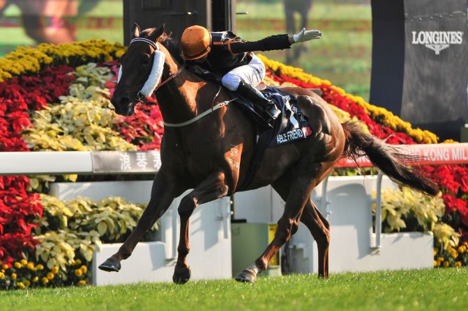 There are six horses in joint 3rd place -- pictured is Joao Moreira riding Able Friend, who won the Longines Hong Kong Mile at Sha Tin racecourse in December. After sitting at the rear, the five-year-old burst clear in the final stages of the race to win by four-and-a-quarter lengths.