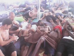 Hunger strikers are seen lying on the floor of  Foxtrot compound on Monday, January 19.