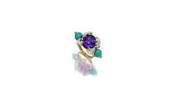 An amethyst, turquoise and diamond ring by French designer Jean Schlumberger