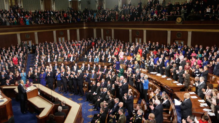 Obama began his speech at 9:10 p.m. in front of a joint session of the House and Senate, declaring that "the shadow of crisis has passed, and the state of the union is strong."