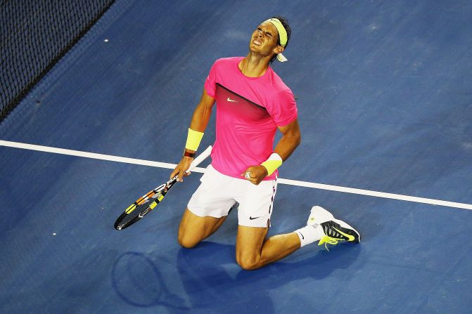 When the match ended, Nadal sunk to his knees, like he'd won a grand slam final. 