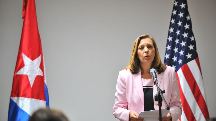 The director of the North America Department of Cuba's Foreign Ministry, Cuban Josefina Vidal, speaks during a press conference after taking part in the first closed-door talks between Cuba and the United State, at the Convention Palace in Havana on January 21, 2015. The United States and Cuba opened two days of historic talks in Havana on Wednesday to end decades of Cold War-era animosity and reestablish diplomatic relations. The meetings in Havana follow the historic decision by US President Barack Obama and Cuban leader Raul Castro in December to seek normal diplomatic relations. AFP PHOTO / YAMIL LAGE (Photo credit should read YAMIL LAGE/AFP/Getty Images)