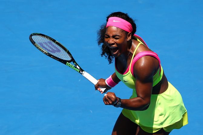 Serena Williams was pumped up after beating former world No. 2 Vera Zvonareva in the second round. Williams saved three set points in the first.