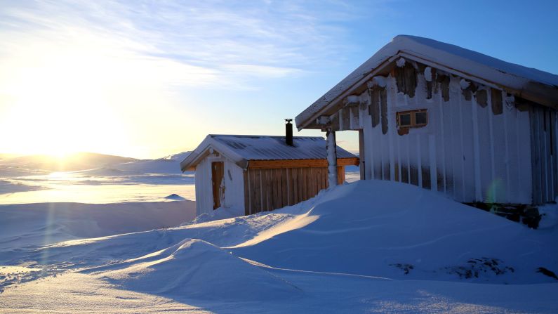 The Fjallnas hotel offers cabins deep in the silent, snow-covered wilderness.