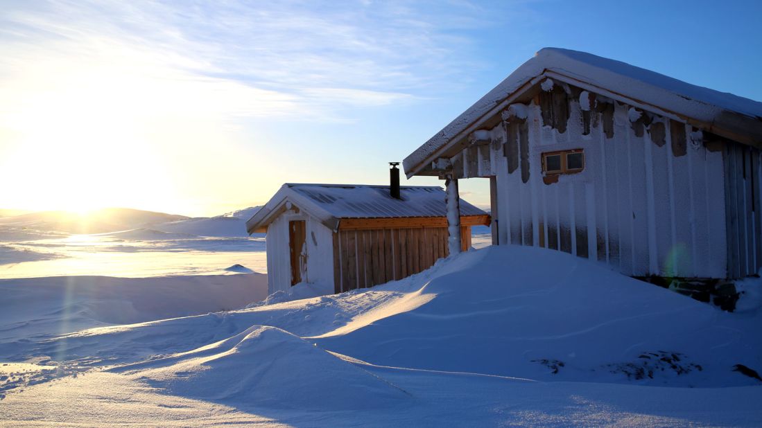 The Fjallnas hotel offers cabins deep in the silent, snow-covered wilderness.