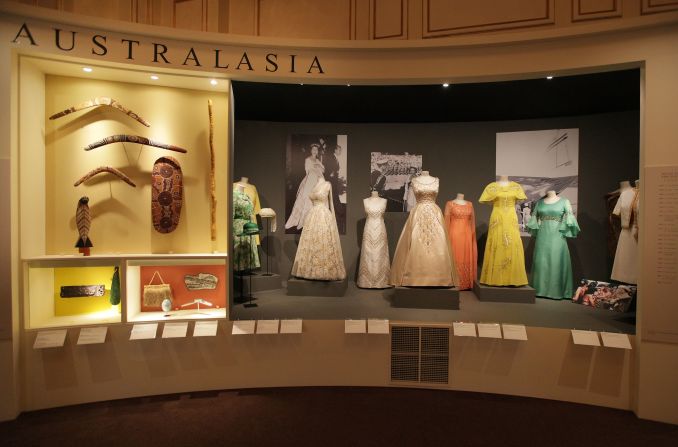 Many gifts received by the Queen end up going on display in museums across the Commonwealth. Here, the dresses from her tour of Australasian countries is displayed at Buckingham Palace.
