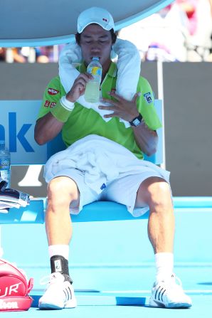 Kei Nishikori said he felt dizzy because of the heat. But the U.S. Open finalist still defeated Ivan Dodig in four sets.