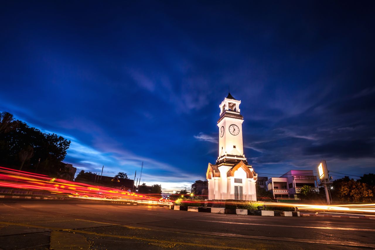 The Lampang Clock Tower is the focal point of the city, which has a population of about 230,000. It's a popular base for travelers. 