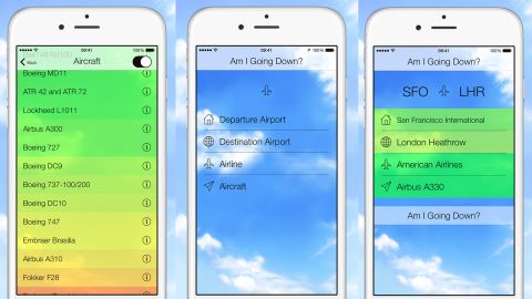 New app "Am I Going Down?" uses aviation statistics to analyze the odds a flight will crash.