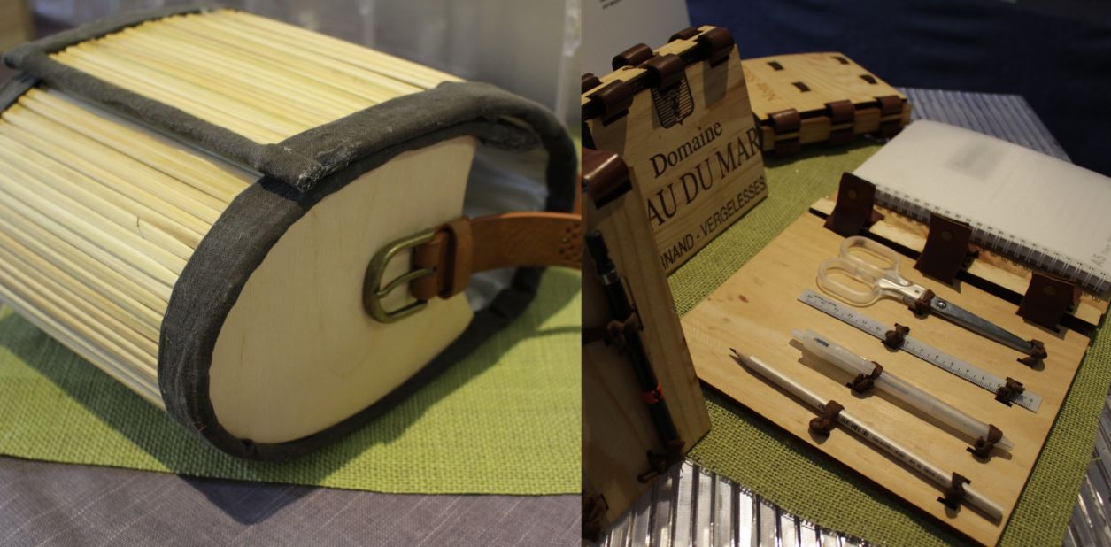 The items were displayed at an exhibition center in Hong Kong at the start of the new year. Other notable pieces on display included a bag made out of chopsticks and a notepad made from an old wine box.