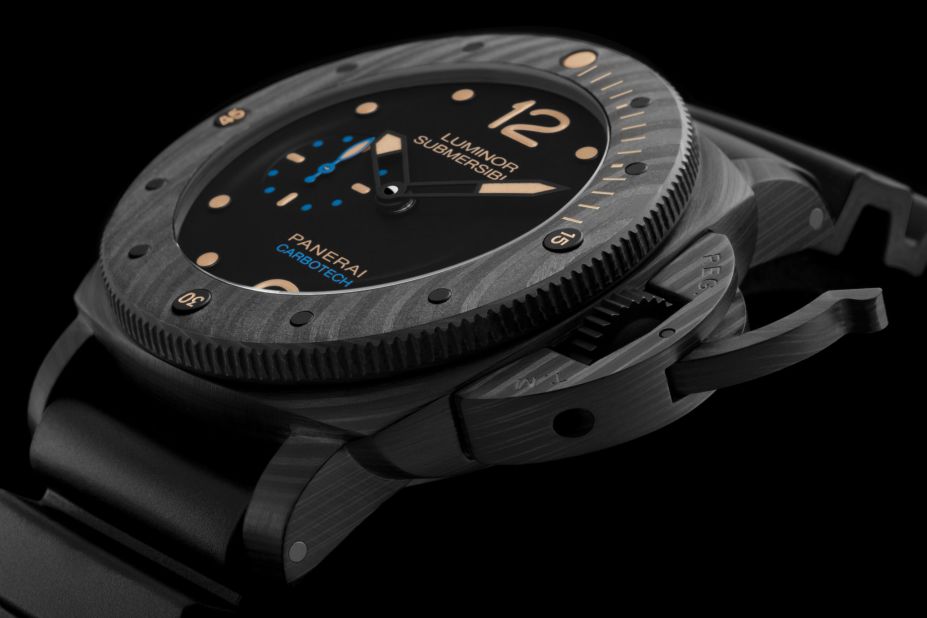 <a href="http://www.panerai.com/" target="_blank" target="_blank">Panerai</a>'s new Luminor Submersible 1950 Carbotech is the first to be developed from from a new carbon fiber-based composite material that gives each model.