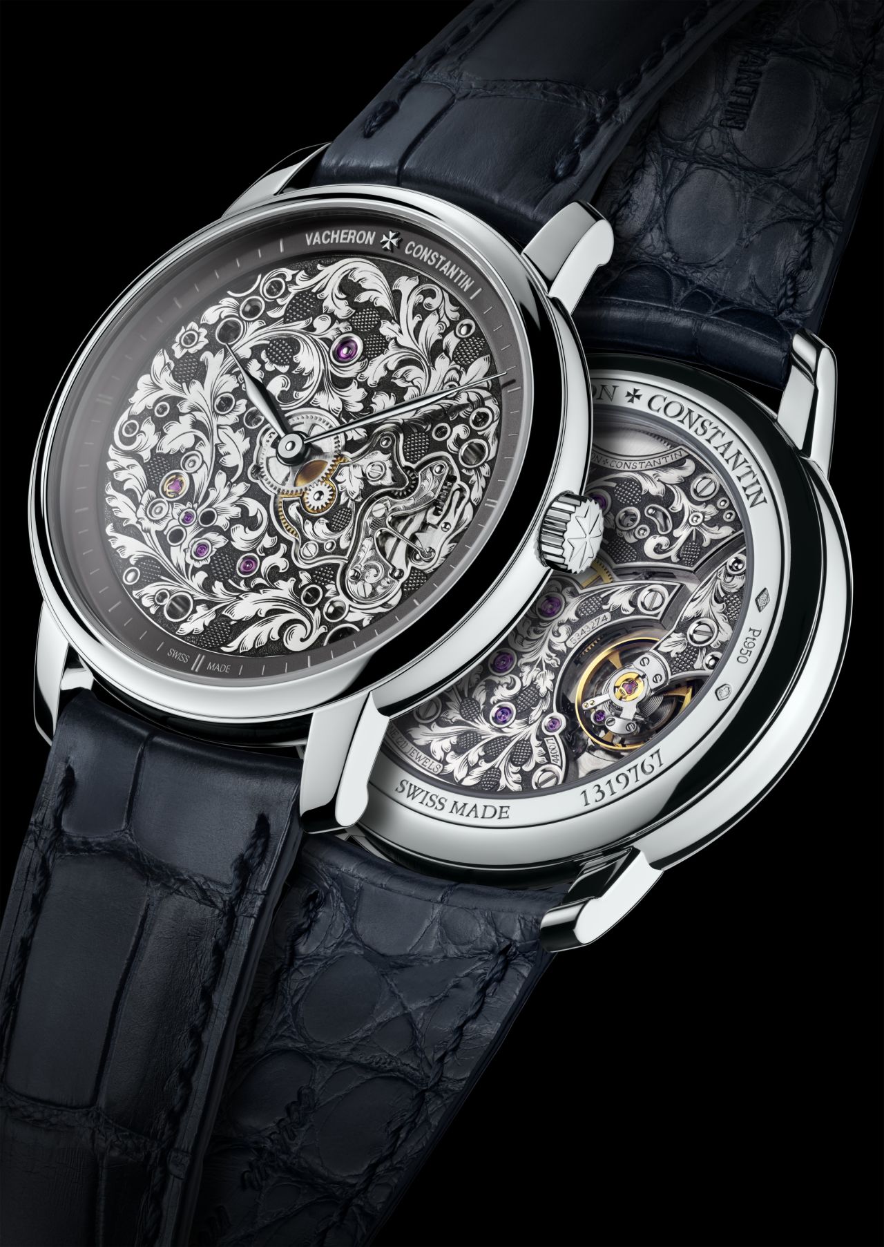<a href="http://www.vacheron-constantin.com/" target="_blank" target="_blank">Vacheron Constantin</a>'s two Métiers d'Art Mécaniques Gravées watches feature stunning hand-engraved movements. (A magnifying watch is delivered with each piece to help the owner appreciate the intricate floral motif.) 