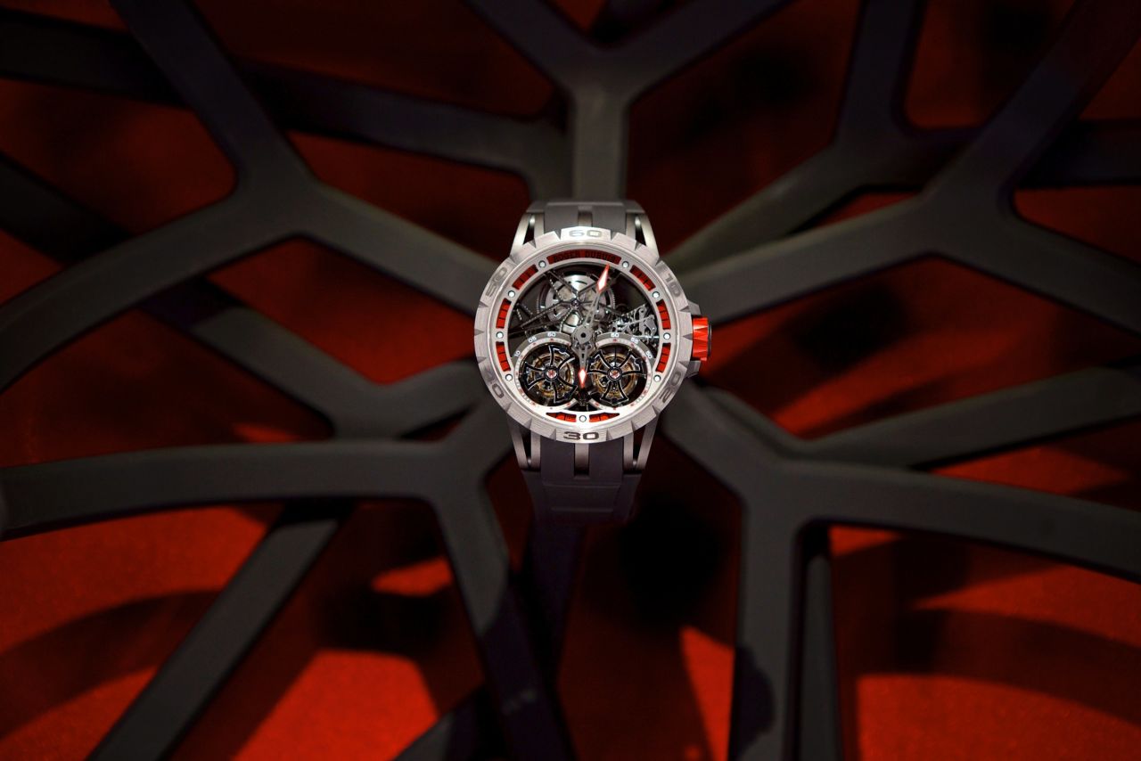 The web-like motifs were there to evince the spirit of their new Excalibur Spider Double Flying Tourbillon which takes the skeleton design - where mechanical parts are intentionally exposed - to an extraordinary degree.