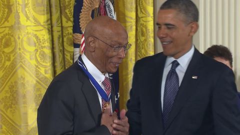Baseball legend Ernie Banks received the Presidential Medal of Freedom in 2013. He died in January at age 83. 