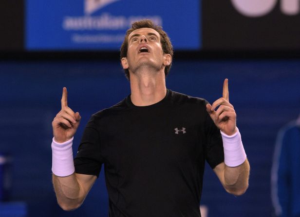 Andy Murray signals victory after a thrilling four-set battle with Bulgarian Grigor Dimitrov to round out the seventh day of the Australian Open.