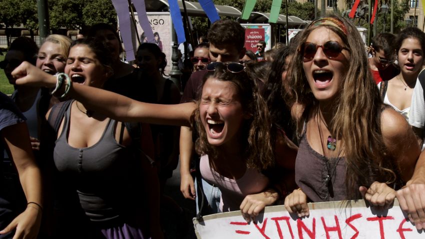 Greek girls protest