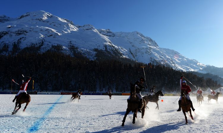Since 1985, St Moritz has hosted an annual snow polo tournament beneath the Swiss peaks.