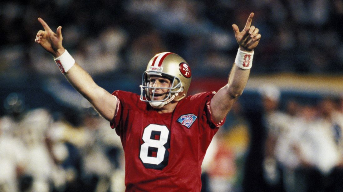 <strong>Most touchdown passes in a game:</strong> Quarterback Steve Young threw six touchdowns passes — a Super Bowl record — as his San Francisco 49ers blew out San Diego 49-26 in January 1995.