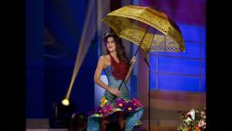Miss Colombia, Paulina Vega, poses for the judges, during the national costume show during the 63rd annual Miss Universe Competition in Miami, Fla., Wednesday, Jan. 21, 2015. (AP Photo/J Pat Carter)