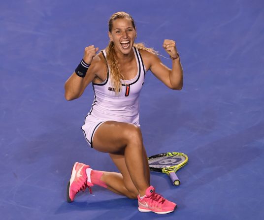 Last year's finalist, Dominika Cibulkova, ended Victoria Azarenka's tournament and will face Serena Williams in the quarterfinals. 
