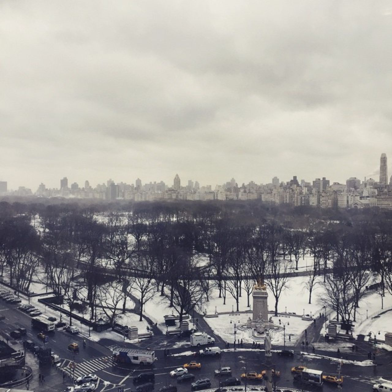 Una vista panorámica del Central Park en Nueva York, antes del inicio de una fuerte tormenta de nieve que afectará el noreste de Estados Unidos. 26 de enero de 2015.