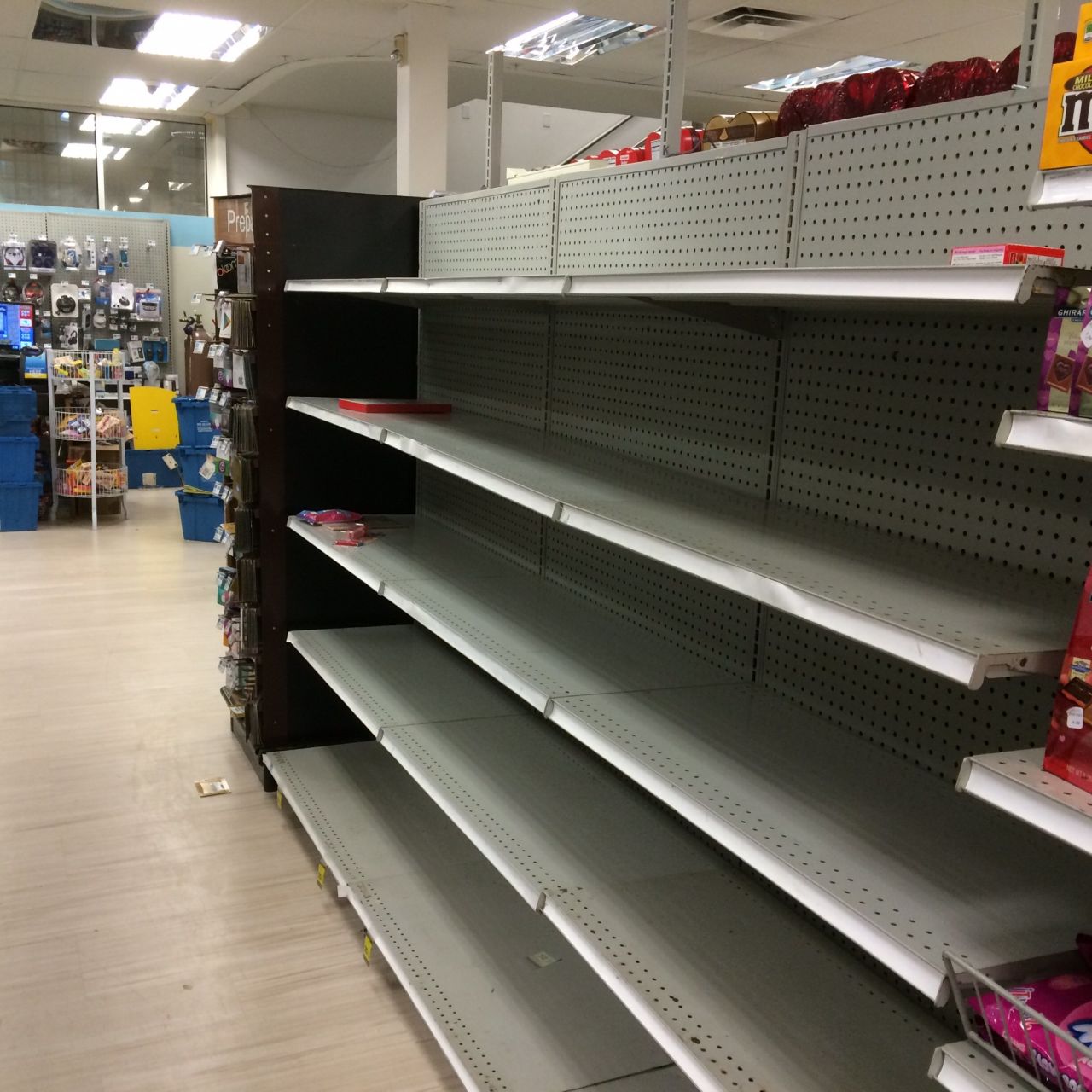 Storm preperations leave store shelves empty in Brooklyn, New York, Monday January 26, 2015.