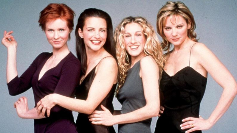 Believe it or not, "Sex and the City" debuted in 1998. The cast pictured from left is Cynthia Nixon as Miranda Hobbes, Kristin Davis as Charlotte York, Sarah Jessica Parker as Carrie Bradshaw, and Kim Cattrall as Samantha Jones. Don't look for a reboot with the original cast, as <a href="index.php?page=&url=https%3A%2F%2Fwww.cnn.com%2F2018%2F02%2F12%2Fentertainment%2Fkim-cattrall-sarah-jessica-parker%2Findex.html" target="_blank">Parker and Cattrall famously do not get along. </a>