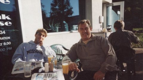 Ferguson and his dad in their hometown, before his 2004 conviction.