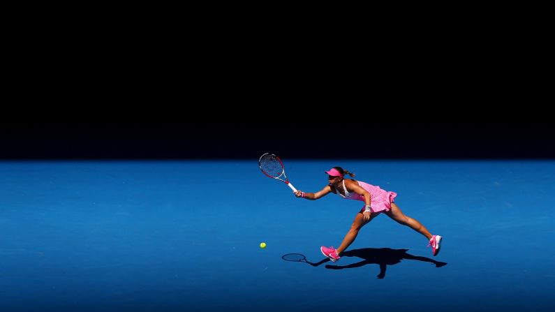 Lucie Hradecka plays a forehand during a third-round match at the Australian Open on Friday, January 23.