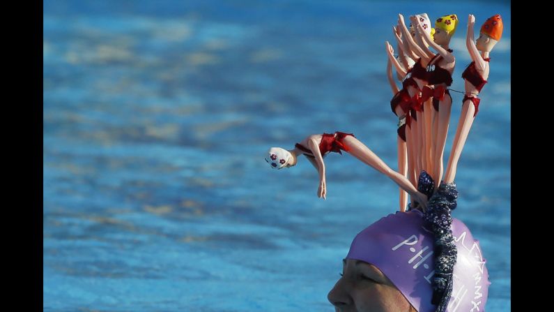 A swimmer competes in the Cold Water Swimming Championships, which were held Saturday, January 24, in London.